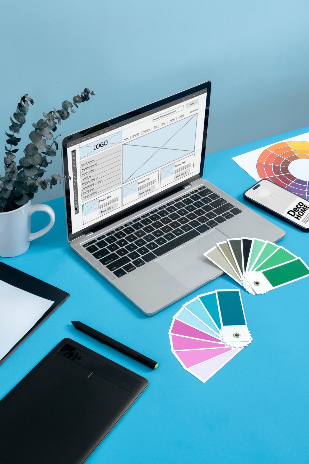 Mesa de trabajo para diseño y publicidad